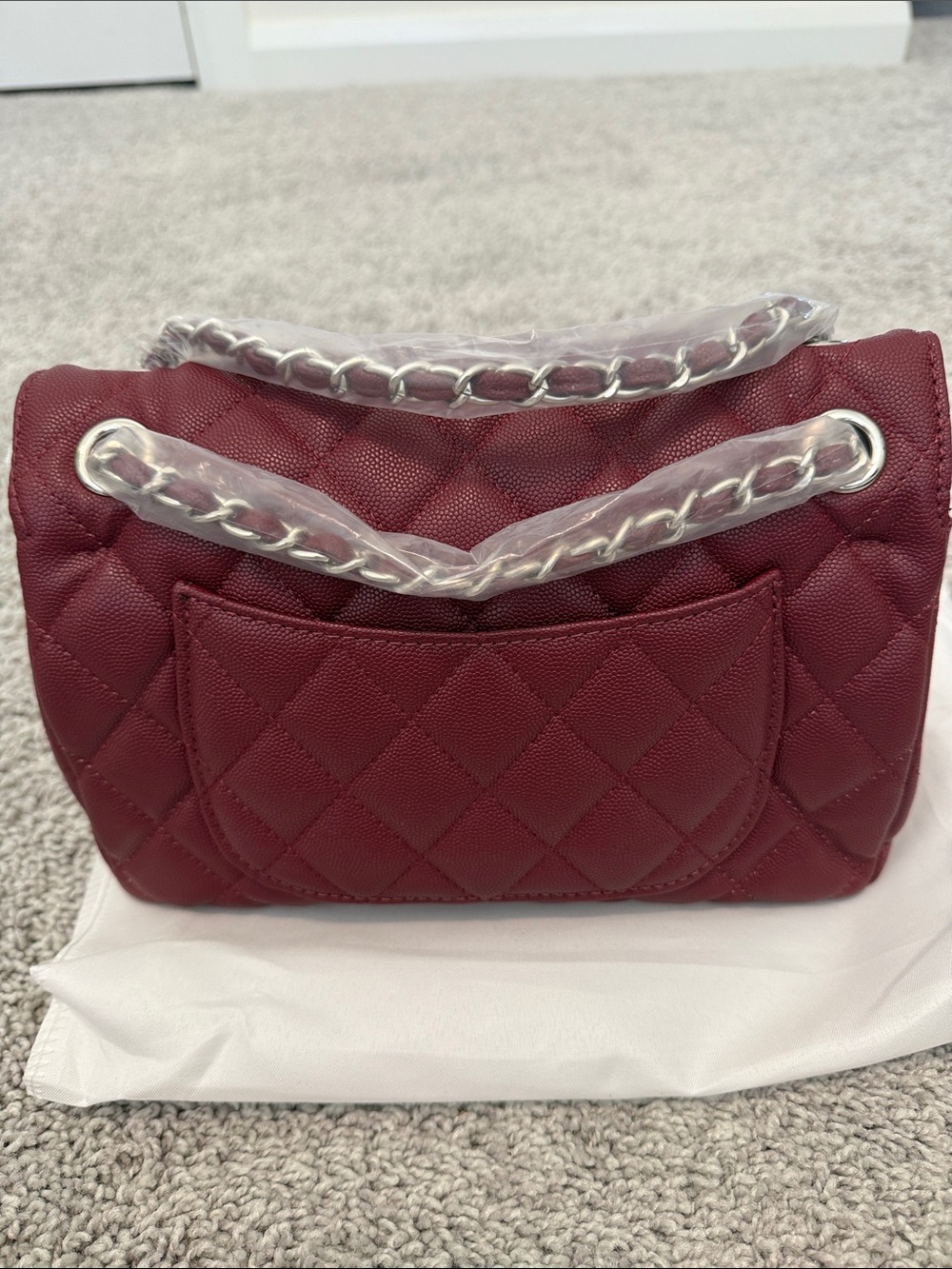 INSPIRED… Classic Quilted Shoulder Bag - Burgundy
